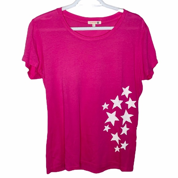 Sundry pink t-shirt with scattered white stars size S - Picture 1 of 8